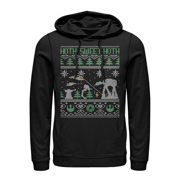 Men's Star Wars Ugly Christmas Hoth Sweet Hoth Pull Over Hoodie Black Medium