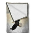 thumbnail image 2 of Eagle Soft Flannel Fleece Throw Blanket, Majestic Creature Flying Above Clouds Liberty Democracy and Freedom, Cozy Plush for Indoor and Outdoor Use, 60" x 80", Pale Yellow Pale Grey, by Ambesonne, 2 of 5