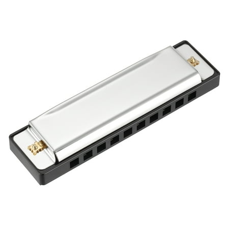 Uxcell Harmonica 10 Holes 10 Tone C Key Harmonica Mouth Musical Instruments Toy for Adults Beginner Educational (Silver)