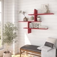 thumbnail image 3 of Ada Home Decor Furniture 48.5" 3 Tier Burgundy Webster Modern Wall Shelf, 3 of 7