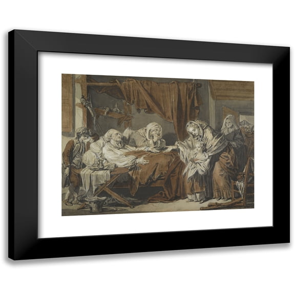 Jean-Baptiste Greuze 14x11 Black Modern Framed Museum Art Print Titled - The Charitable Woman (La Dame De Charite) (1772-1775)