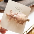 thumbnail image 4 of Ruanlalo Sweet Starfish Shell Imitation Hair Grip Clip Hairpin Snap Girl Beach Barrette White, 4 of 6