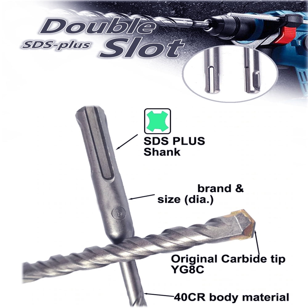 Max-Craft SDS-Plus Rotary Hammer Drill Bit Set Drill Concrete Stone 5Pcs 3/4" x 8"