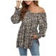 thumbnail image 1 of Túnica de manga larga con estampado de cuello en V y manga larga para mujer, informal, sexy, a la moda Pompotops FGAJ3512, 1 of 7