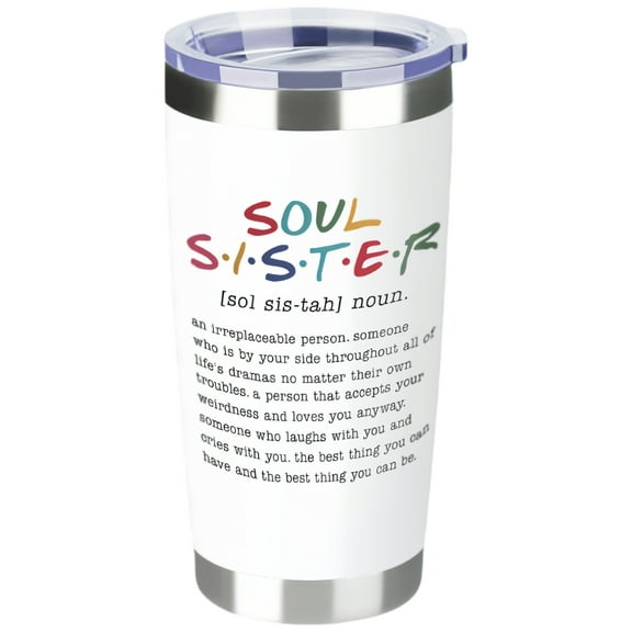 Swig Tumbler-Friendship Gifts for Women - Soul Sister Stainless Steel Insulated Coffee Tumbler with Lid 20 oz - Mothers Day Birthday Gifts for Friendship Women Friend BFF Female Work Bestie Coworkers