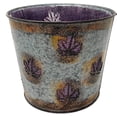 thumbnail image 2 of S/2 Metal Pots Planters Buckets Fall Autumn Thanksgiving Decor Maple Leaf Design Indoor Outdoor 5.5" & 4.5" H Purple, 2 of 4