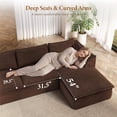 thumbnail image 5 of Neche 141.7" Oversized Boneless Sectional Couch, Modern 7 Seater Modular Sofa with Chaise & Ottoman, Deep Seat Corduroy Cloud Couches for Living Room, No Assembly Required, Dark Brown, 5 of 7