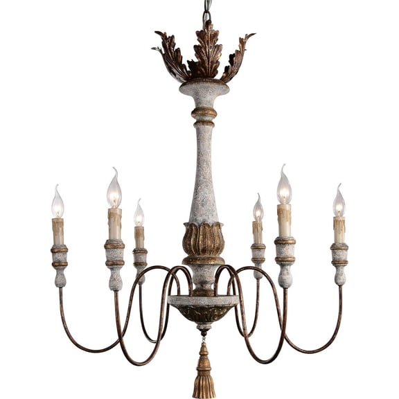 Calandra Chandelier in Ivory and Copper for Traditional Homes