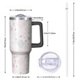 thumbnail image 2 of 40oz Pioneer Flower Floral Print Pattern Insulated Tumbler with Handle, BPA-Free Leak Proof Lid and Straws, Double Wall Vacuum, Hot 12h/Cold 34h, 2 of 6