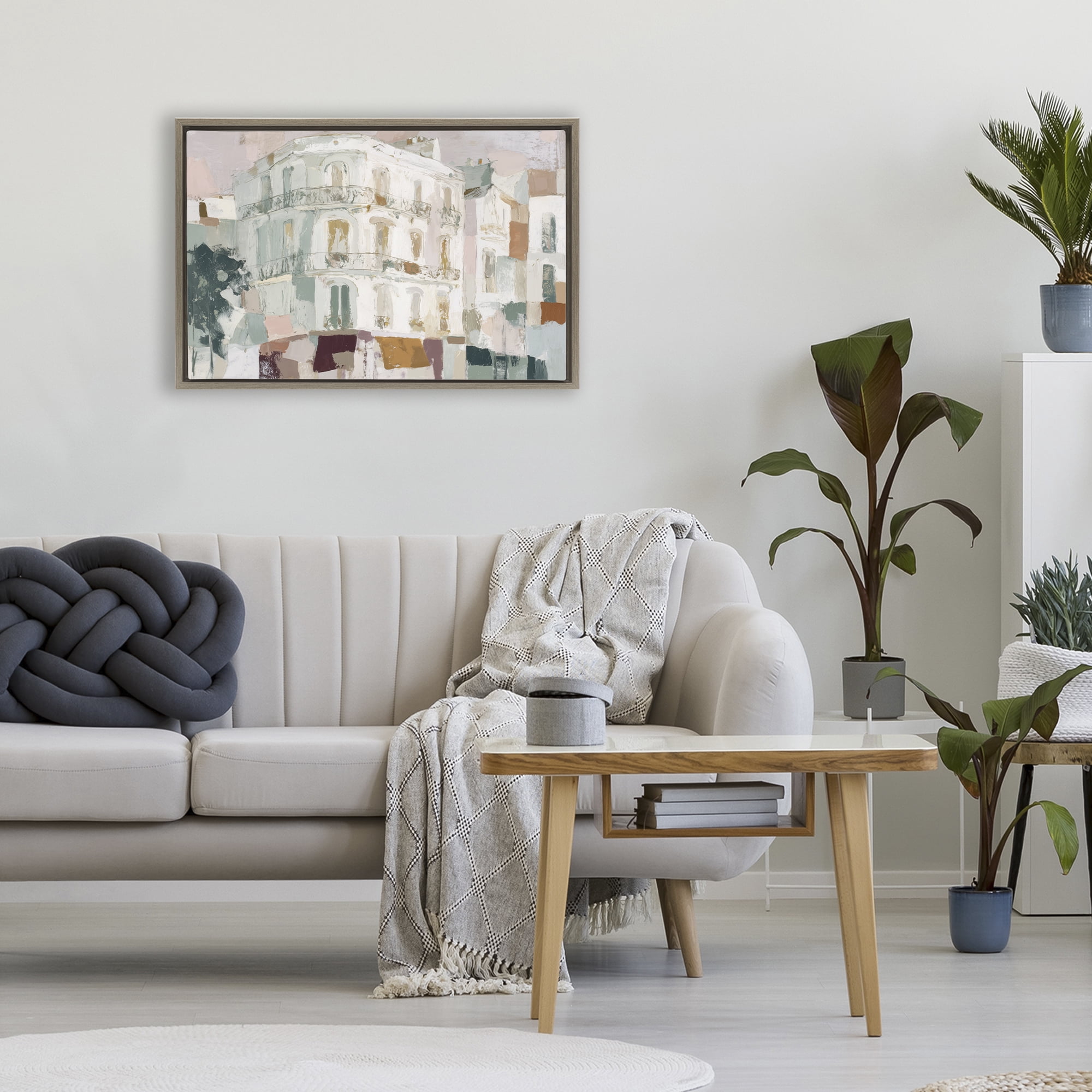 Stupell Industries Barcelona Street Corner Brown Framed Floater Canvas Wall Art, design by Chromatic Storm Studio