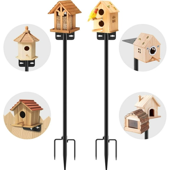 2 Pack 80 Inch Adjustable Bird Feeder Pole,Bird House Pole Suitable for Feeders & Birdhouse,Weather Station,Heavy-Duty Rustproof Design,Enhance Outdoor Decor & Birdwatching Experience