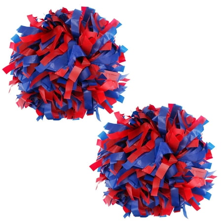 Plastic Cheer Pom Poms Cheerleading Cheerleader Gear 2 pieces one pair poms(Royal blue/Red)