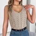 thumbnail image 6 of Women's Round B Neck Sleeveless Knitted Slim Fit Casual Open Navel Vest Womens under Shirts Short Sleeves Packs Long Sleeve Tops for Women Casual Women Long T Shirts for Leggings for Women Compression, 6 of 7