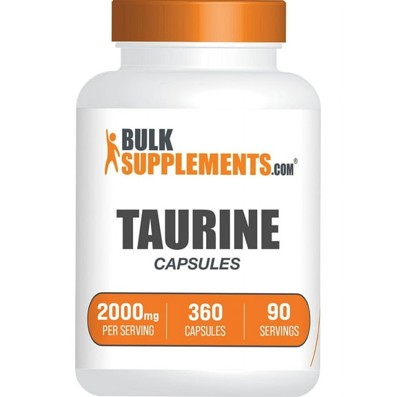 BulkSupplements Taurine Capsules - Gluten Free, 2000mg per Serving (360 Capsules - 90 Servings)