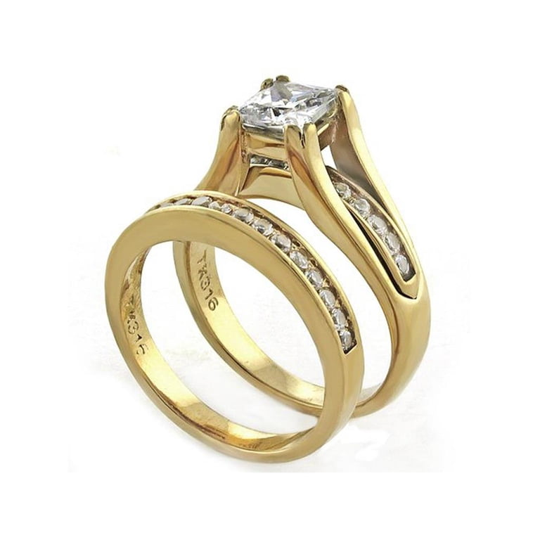 Women's 1.85 Carat Cubic Zirconia Wedding Ring Set - Stainless Steel 316, Sizes 5-10, High Polished