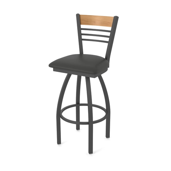 880 Eleanor 36" Swivel Extra Tall Bar Stool with Pewter Finish, Medium Back and Canter Iron Seat