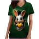 thumbnail image 3 of TaTaai Women's Easter Bunny Top Short Sleeve V-Neck Printed Pocket Loose Fit Casual Spring Blouse Shirt Family Photo Daily Wear Gift, 3 of 6