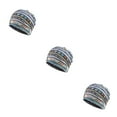 thumbnail image 4 of Tuque Style Bohème Hijab Imprimé Floral Turban Protection des Oreilles Bonnet Rayé Bleu Ensemble de 3, 4 of 6