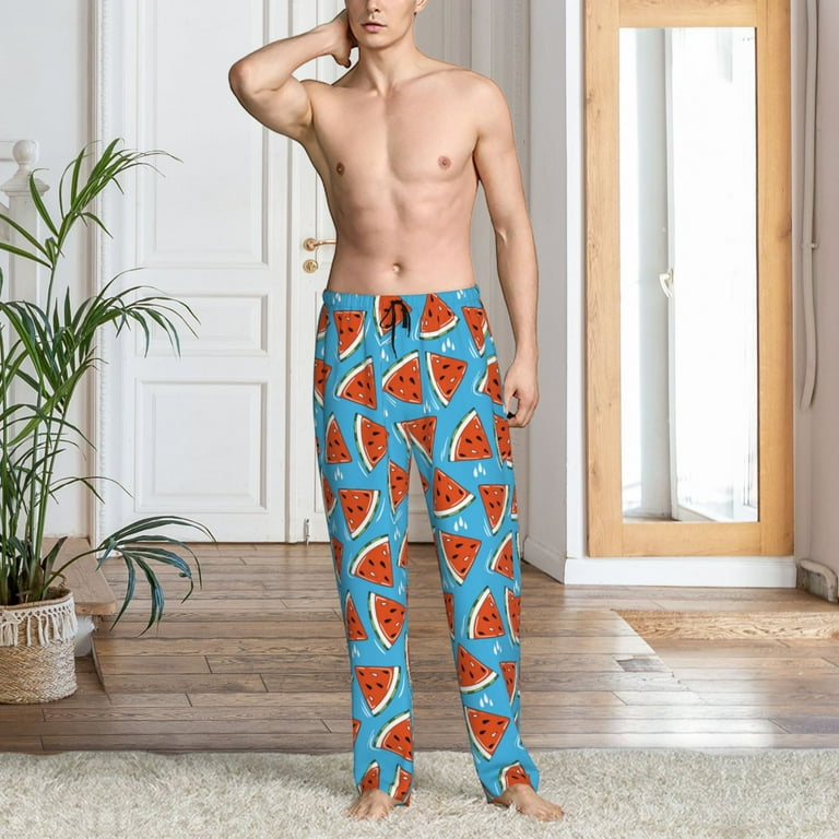 Mens Pajama Pants Cute Watermelon Navy Blue Lounge Pj Pants With Drawstring Men S Sleepwear Pajama Bottom Walmart