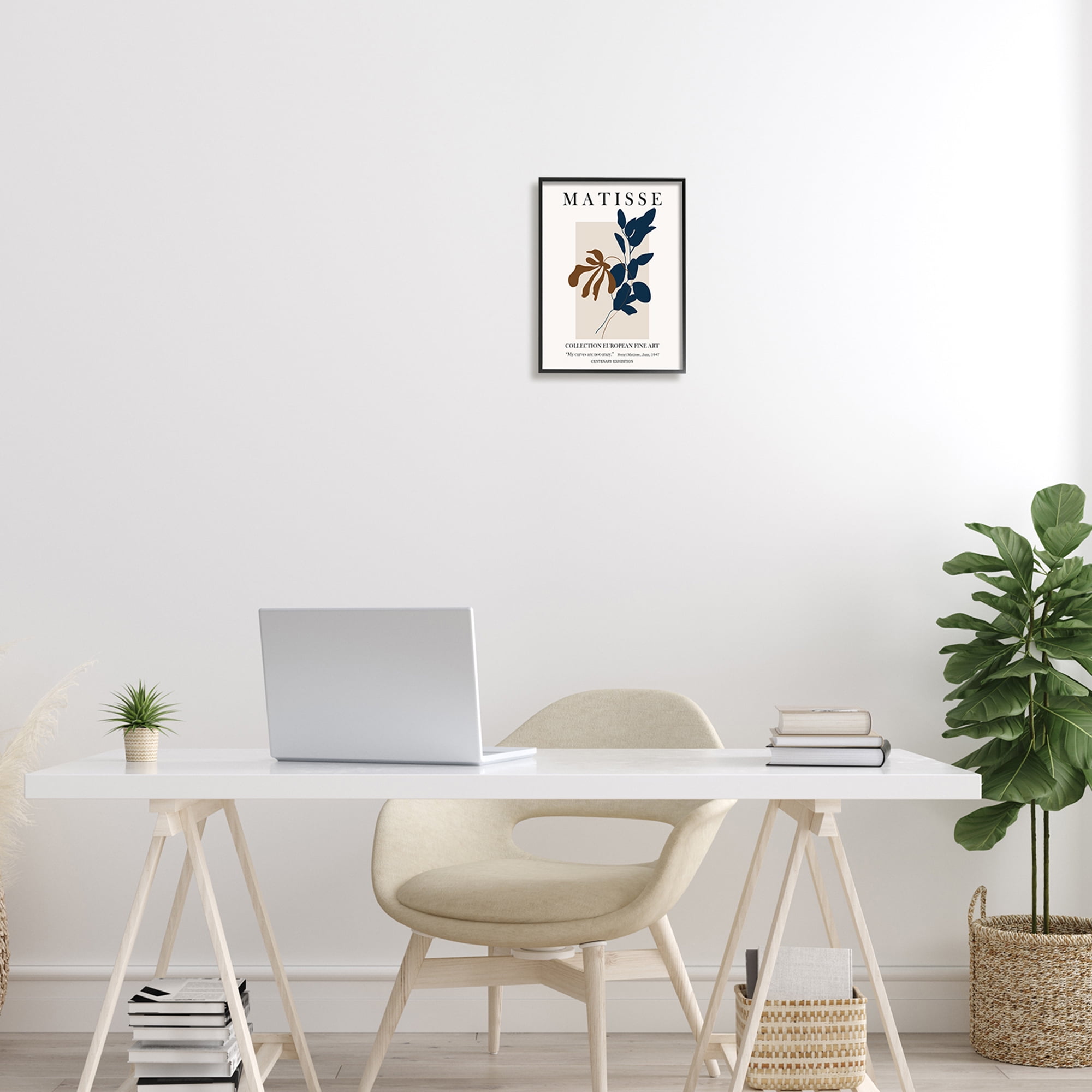 Stupell Industries Bold Modern Botanicals Leaf Silhouettes Matisse Text Framed Wall Art, 11 x 14, Design by Ros Ruseva