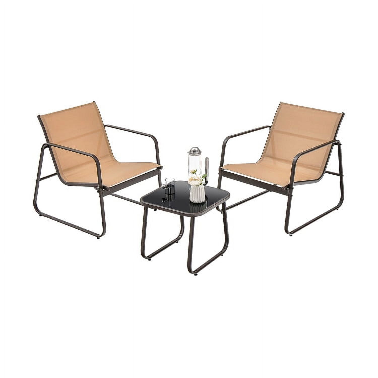 Aimee Lii 4 Pieces Outdoor Conversation Set with Glass Coffee Table, Patio Sectional Furniture Set, Brown Aimee Lii 4 Pieces Outdoor Conversation Set with Glass Coffee Table, Patio Sectional Furniture Set, Brown