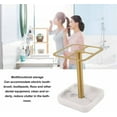 thumbnail image 4 of ABPETE Toothbrush Holder Stainless Steel Bathroom Storage Organizer Toothpaste Stand Rack 304 Holder, Stand, Rustproof Metal 3 Slots Space Saving for Vanity, Countertops (Gold), 4 of 18