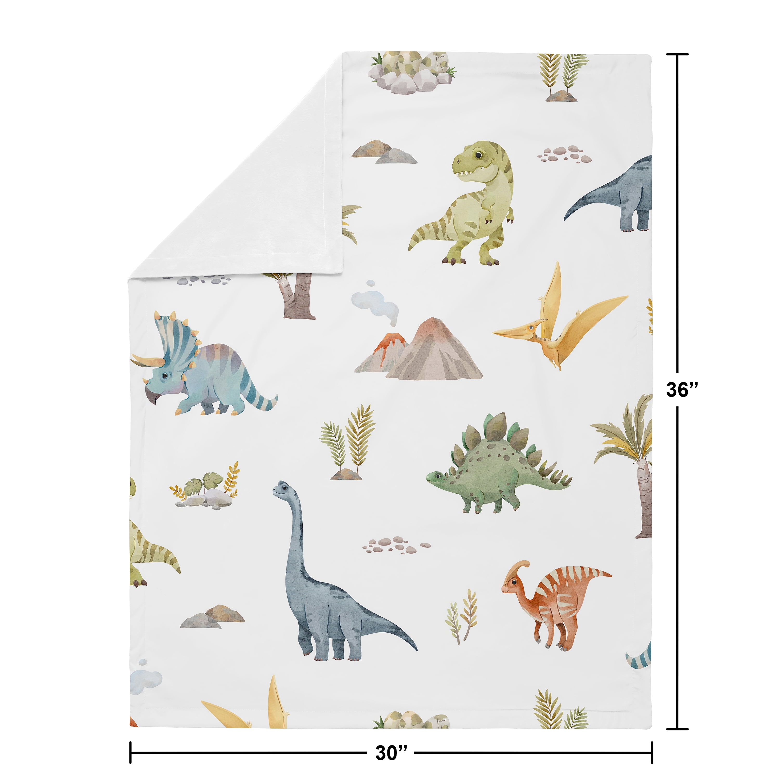 Sweet Jojo Designs Watercolor Dinosaur Dino Multicolor Baby Security Blanket