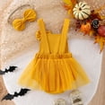 thumbnail image 6 of Douhoow Baby Girls Pumpkin Romper Sleeveless Tutu Turkey Jumpsuits Infant Halloween Bodysuit with Headband, 6 of 9