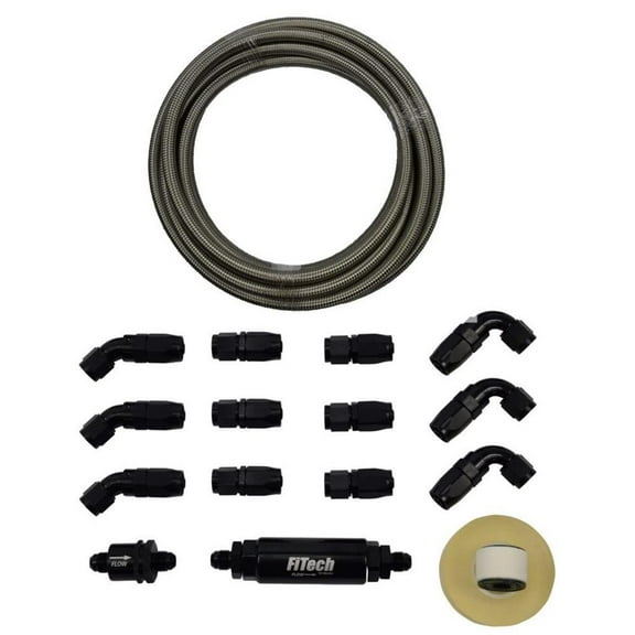 FiTech 51001 Go-Fuel Stainless Steel Braided Fuel Hose Kit, 20ft