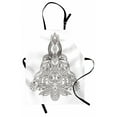 thumbnail image 1 of Mandala Apron Ethnic Henna Composition Asian Lotus Tibetian Tulips Sun Figures and Ribbons, Unisex Kitchen Bib Apron with Adjustable Neck for Cooking Baking Gardening, Black and White, by Ambesonne, 1 of 3