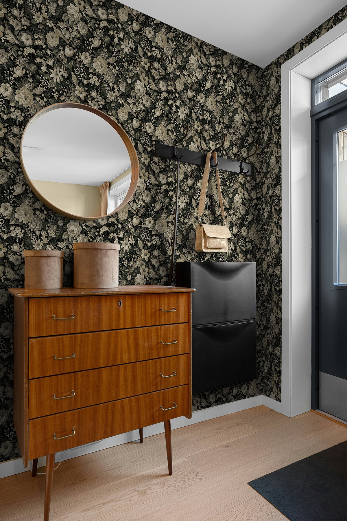 NextWall Ebony & Pale Fern Vintage Bird Garden Peel and Stick Wallpaper - 20.5 in. W x 18 ft. L Roll