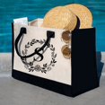 thumbnail image 1 of Letter Canvas Bag Women Hit Color Simple Large Shoulder Shopping Tote Handbag (A), 1 of 9
