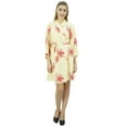 thumbnail image 4 of Bimba Women Printed Short Cotton Robe Bride Bridesmaid Getting Ready Coverup, 4 of 8