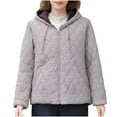thumbnail image 3 of Roncen Short Quilted Winter Coats for Women - Hooded Heavy Warmth Puffer Jacket - Long Sleeve Insulated Outerwear with Zip Front & Cozy Lining - Thickened Cotton Parka for Cold Weather, 3 of 6
