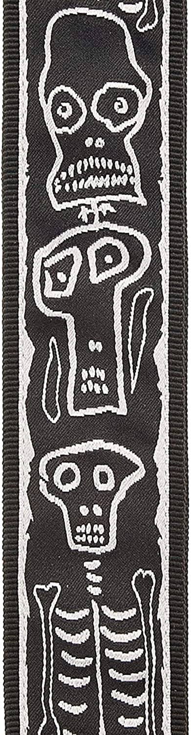 D'Addario Joe Satriani Nylon Guitar Strap - Black/Gray Skull N Bones