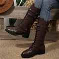 thumbnail image 7 of Suede Knee High Boots with Heel Platform for Women Lace Up Winter Fashion Booties Featuring Soft Cushion Comfortable Mid-Calf Design, 7 of 7