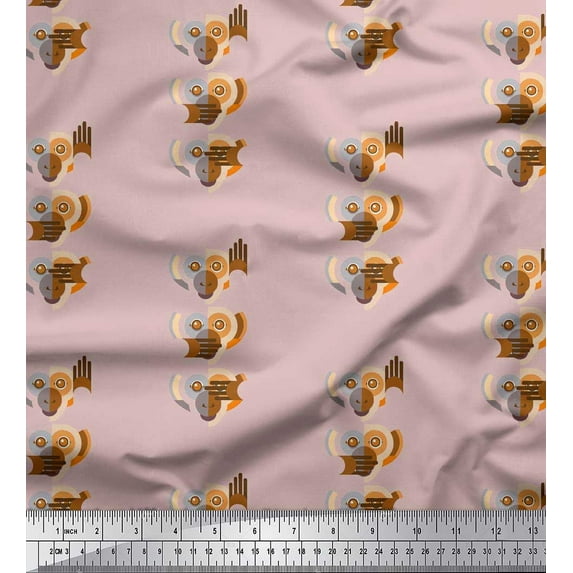 Soimoi Cotton Duck Fabric Monkey Face Cartoon Print Fabric by The Yard 42 Inch Wide
