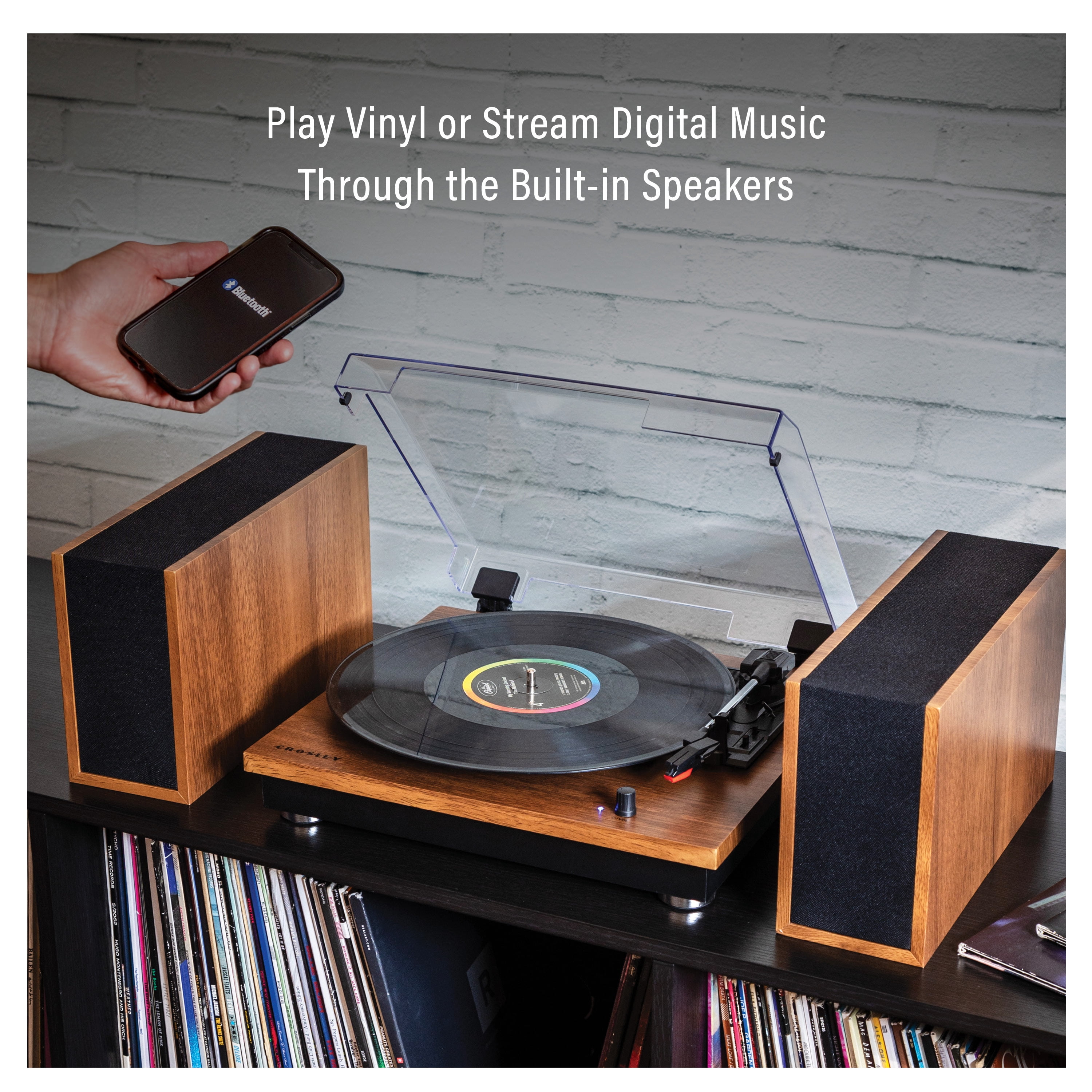 Crosley Riff Bluetooth Vinyl Record Player with Speakers, 3-Speed Turntable, 6 Modular Layouts