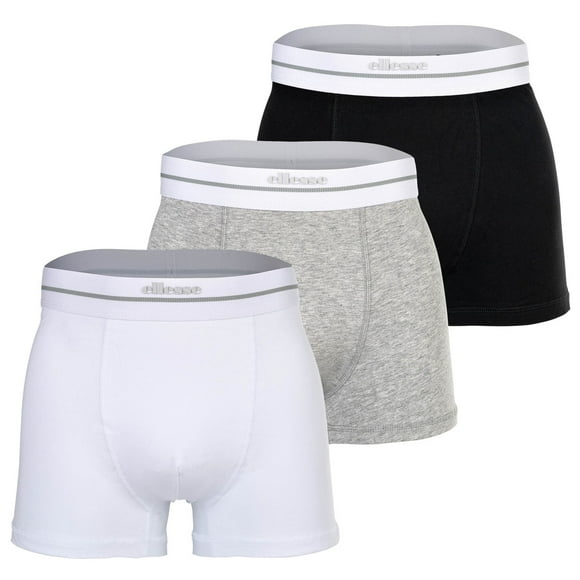 ellesse Bóxers para hombre, paquete de 3 - AMBRIA, bañadores, cintura con logotipo, color liso Negro/Bianco/Gris XL (X-Large)