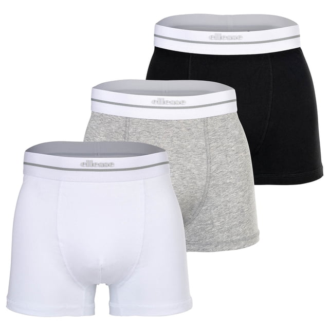 ellesse Bóxers para hombre, paquete de 3 - AMBRIA, bañadores, cintura con logotipo, color liso Negro/Bianco/Gris M (Medium)