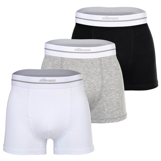 ellesse Bóxers para hombre, paquete de 3 - AMBRIA, bañadores, cintura con logotipo, color liso Negro/Bianco/Gris M (Medium)