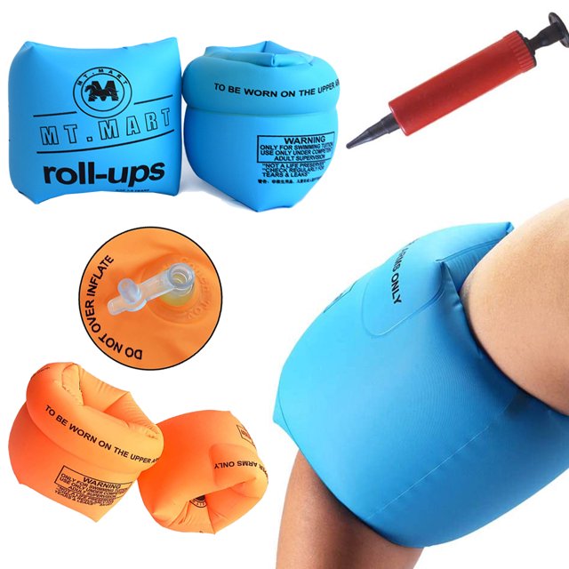 Blue&Orange Arm Floats for Kids Adult Swimming Arm Float Rings PVC Arm