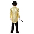 thumbnail image 2 of TiaoBug Children's Magician Outfits 4Pcs Long Sleeve Sequins Tailcoat with Hat Magic Wand Gloves Set Gold 14, 2 of 7