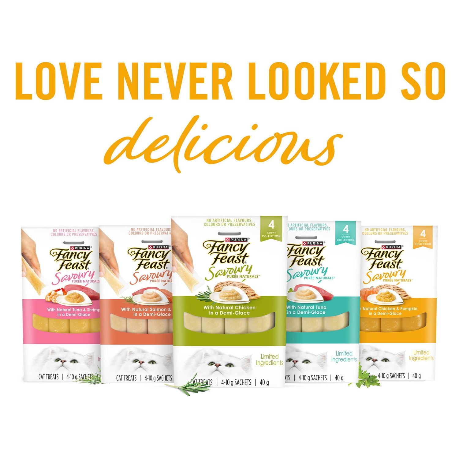 Fancy Feast Savoury Purée Naturals with Natural Chicken & Pumpkin, Cat Treats 40 g