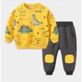 thumbnail image 2 of NOLDARES Toddler Boy Clothes 2 Piece Long Sleeve Graphic Sweatshirt and Joggers Pants Set Fall Winter Casual Outfits Clothing(Yellow,5-6 Y), 2 of 4