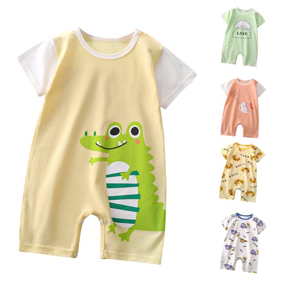HVOBTTY Summer Infant Toddler's Rompers Print Short Sleeve Short Length Cotton