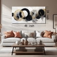 thumbnail image 3 of Black White Gold Foil Circle Canvas Wall Art, Abstract Circular Brushstroke Print Wall Decor, 48x24 Inches Minimalist Picture for Living Room Bedroom Office Home Decoration, 3 of 8