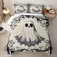 thumbnail image 2 of Homewish Retro Spooky Animal Bed Spread Queen, Vintage Halloween Queen Coverlet Set, Black Cream, 3pcs 1 Bedspread and 2 Pillowcases, 2 of 7