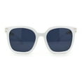 thumbnail image 2 of Womens Oversized Horn Rim Chain Arm Rectangle Designer Fashion Luxury Sunglasses White - Black, 2 of 4