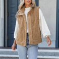 thumbnail image 6 of Idoravan Womens Fleece Sleeveless Jacket,Women's Solid Color Sleeveless Plush Cardigan Jacket Versatile Button Top Khaki S, 6 of 9